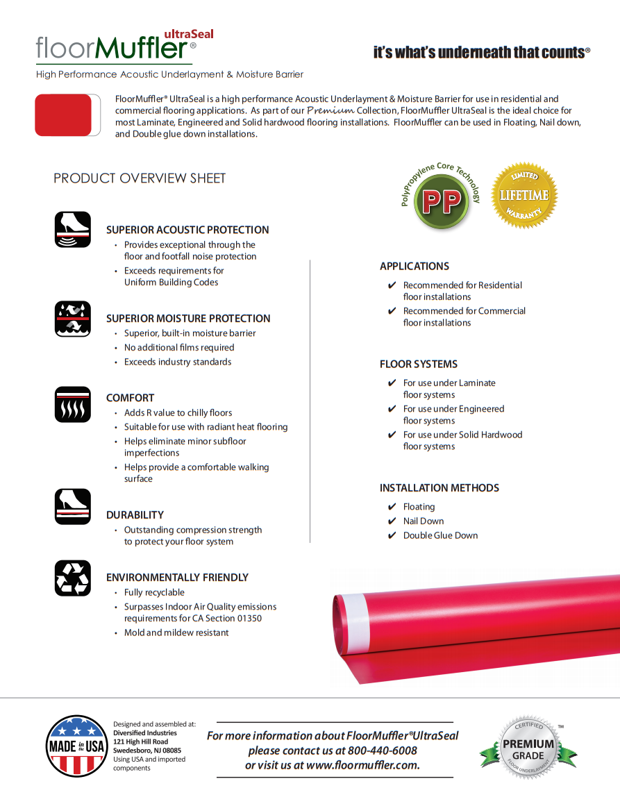 FloorMuffler Premium Underlayment Product Brochure