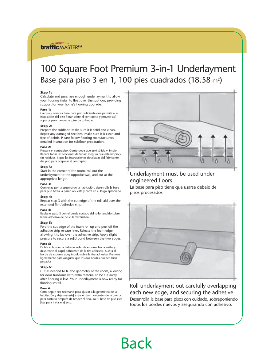 TrafficMASTER Premium 3in1 Underlayment Installation Guide 2