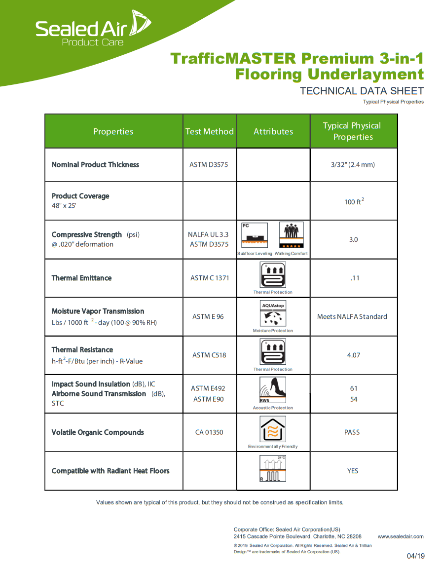 TrafficMASTER Premium 3in1 Underlayment Product Brochure