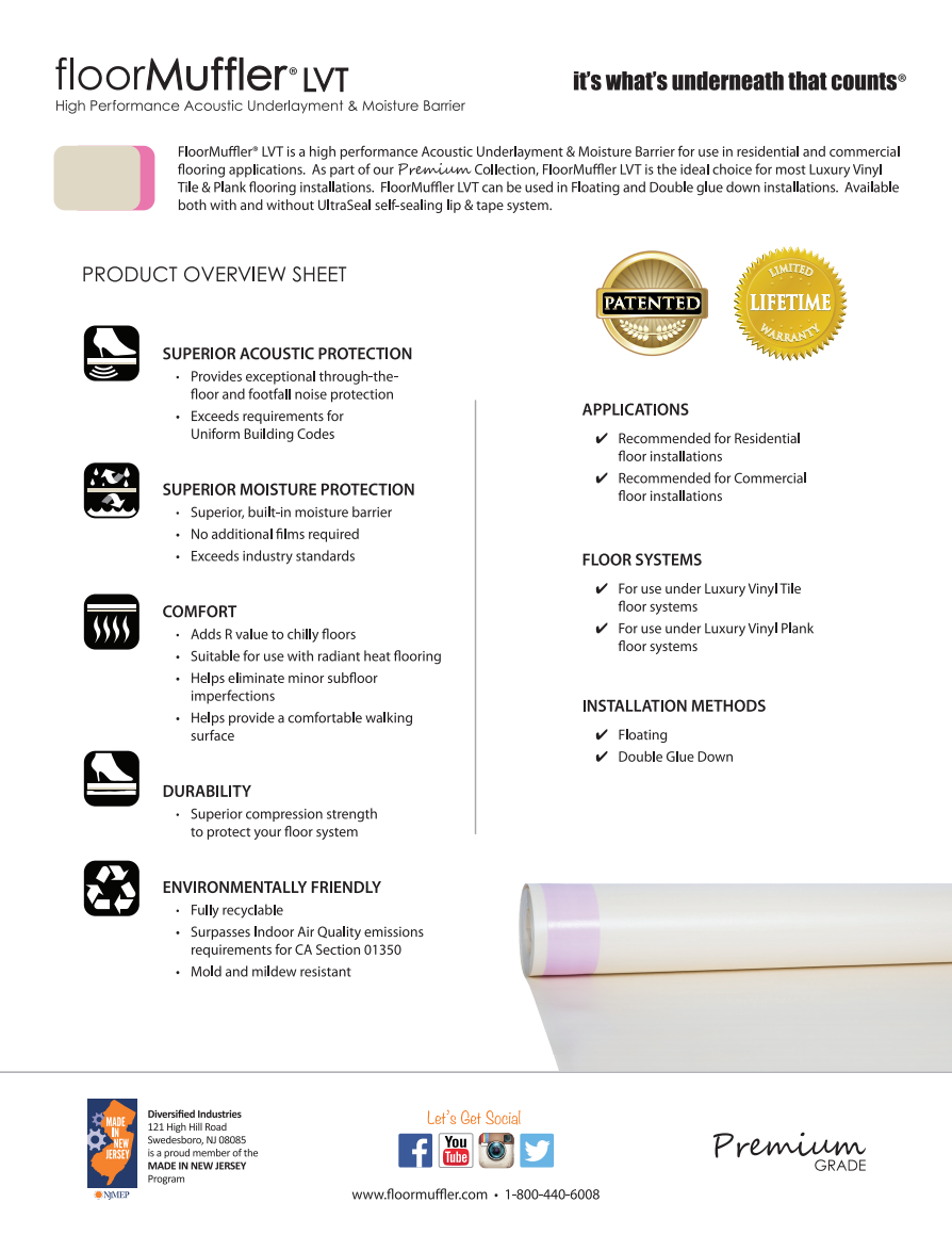 FloorMuffler Premium Underlayment Product Brochure