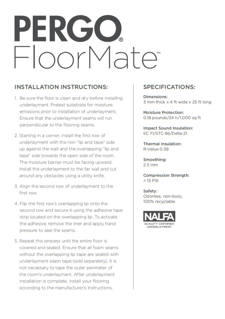 Pergo FloorMate Underlayment for Laminate & Wood Floors