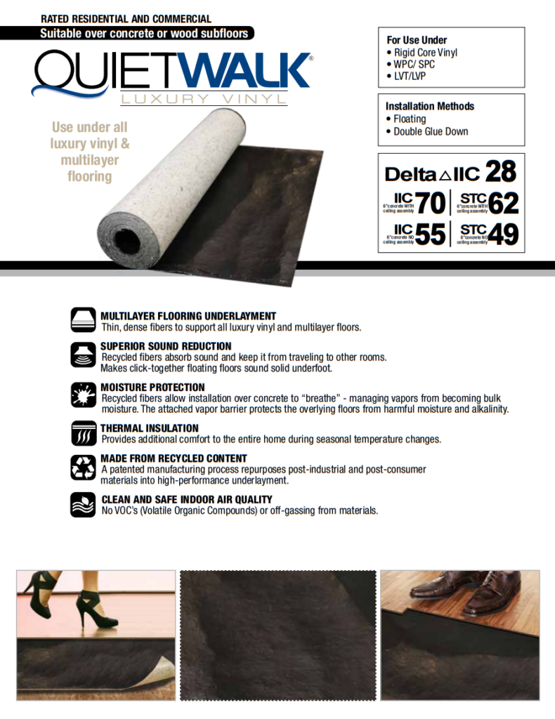 QuietWalk Luxury Vinyl Underlayment for Luxury Vinyl Plank