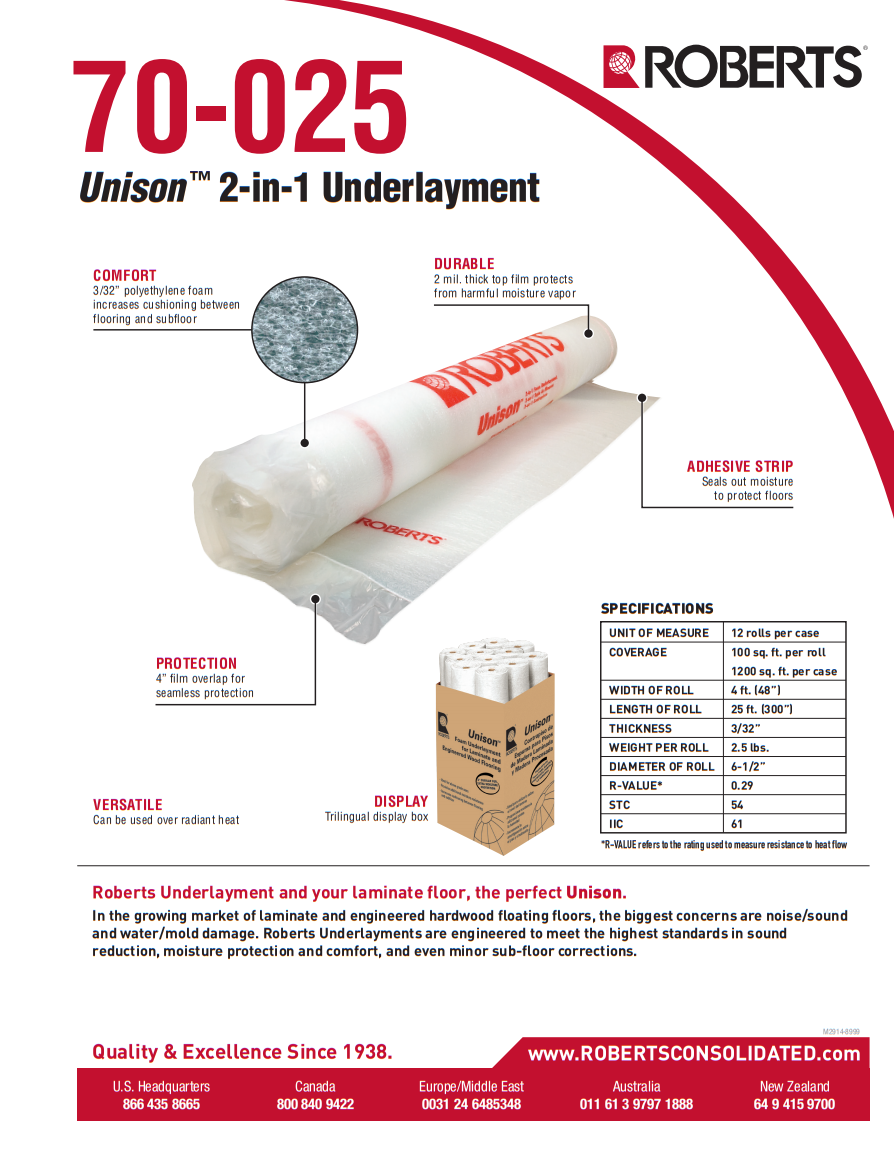 Roberts Unison 2in1 Underlayment Product Brochure