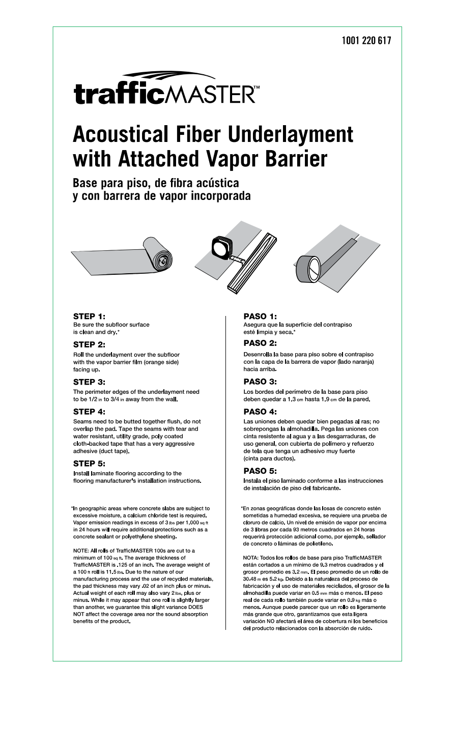 TrafficMASTER Acoustical Underlayment Installation Guide